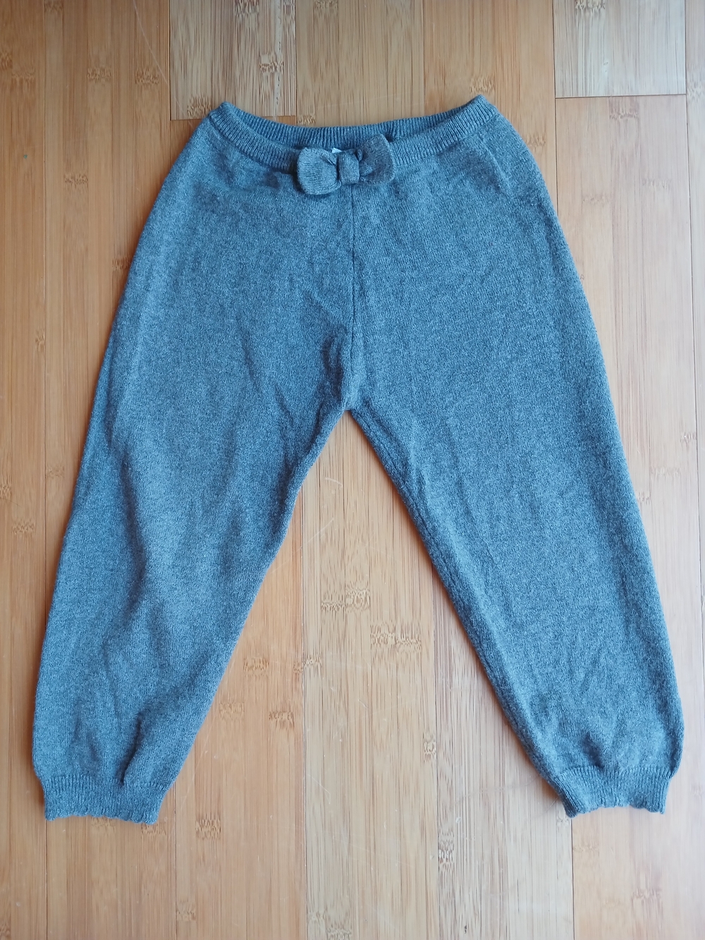 Jacadi Toddler Gray Knit Joggers with Bow Waist